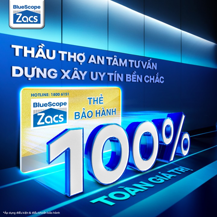 Chính sách bảo hành thông qua thẻ bảo hành của ZACS Bluescope
